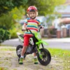 Elmotorcykel för barn 3+ år med 12V-batteri, musik och hjälphjul, 30 kg lastkapacitet, grön