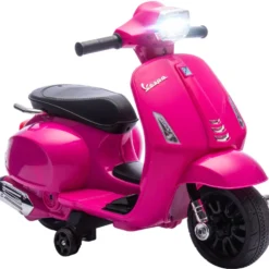 Elmotorcykel för barn Vespa 6V Elmotorcykel med stödhjul, strålkastare, signalhorn för 2-4 år 71 x 37 x 52 cm rosa