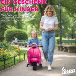 Elmotorcykel för barn Vespa 6V Elmotorcykel med stödhjul, strålkastare, signalhorn för 2-4 år 71 x 37 x 52 cm rosa