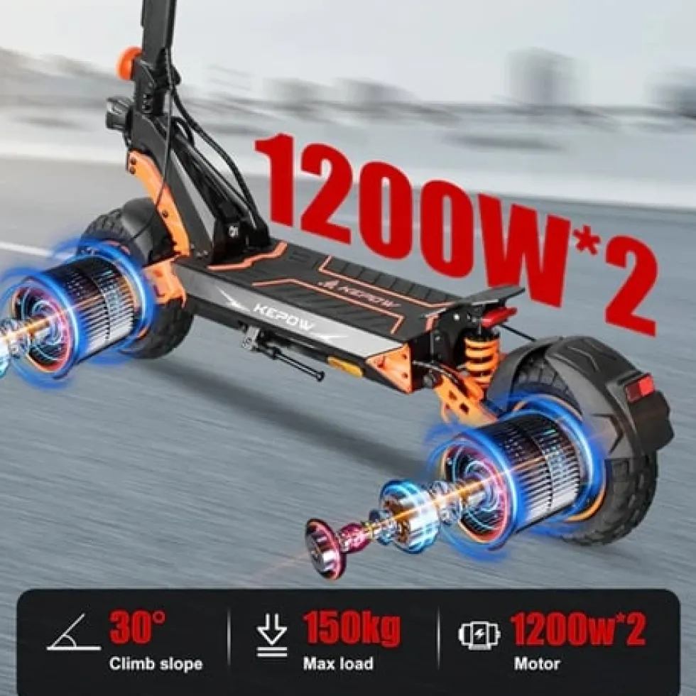 Elscooter Ebike K3 Master - Dual Motor 2400W 65km/h - 100KM - 52V 25Ah elsparkcykel ebike escooter