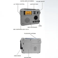 Emergency AM FM-radio Bluetooth spelare Handvevgenerator PowerBank