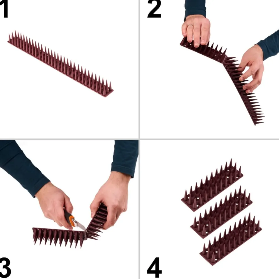 Fågelpiggar i plast – brun, 8 moduler