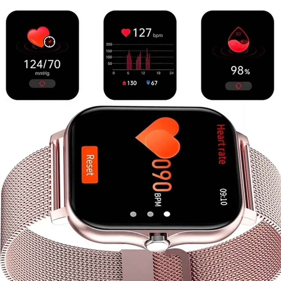 FitPro Android iOS Smartwatch med 2 armband, bluetooth och hälso-funktioner Rosa