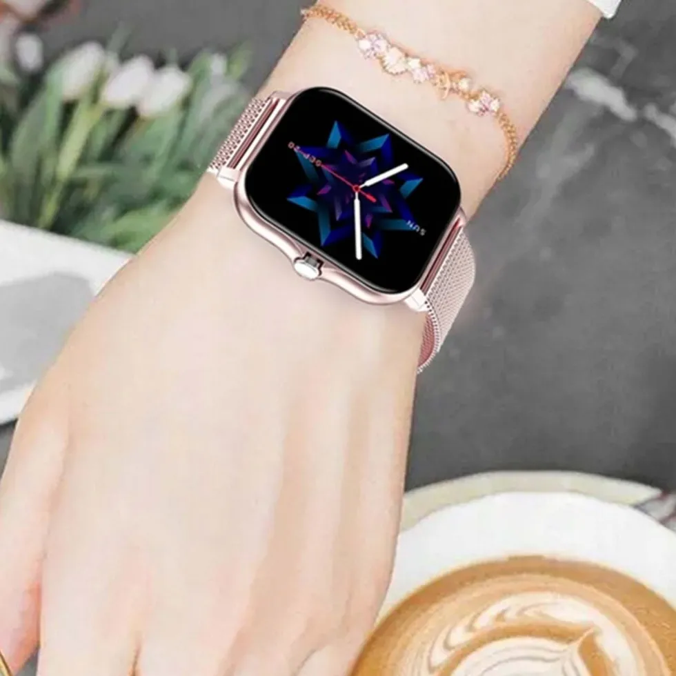 FitPro Android iOS Smartwatch med 2 armband, bluetooth och hälso-funktioner Rosa
