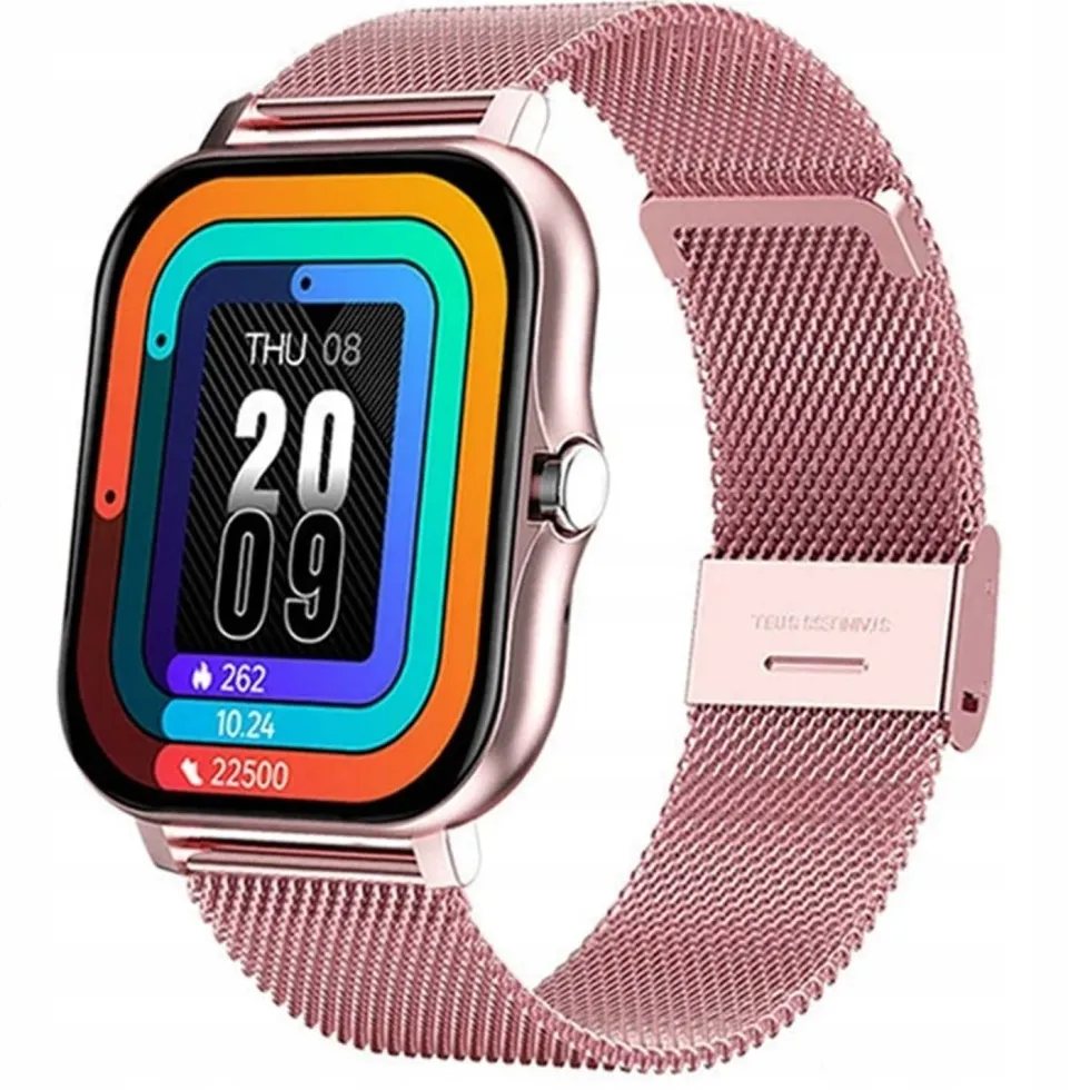 FitPro Android iOS Smartwatch med 2 armband, bluetooth och hälso-funktioner Rosa