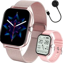 FitPro Android iOS Smartwatch med 2 armband, bluetooth och hälso-funktioner Rosa