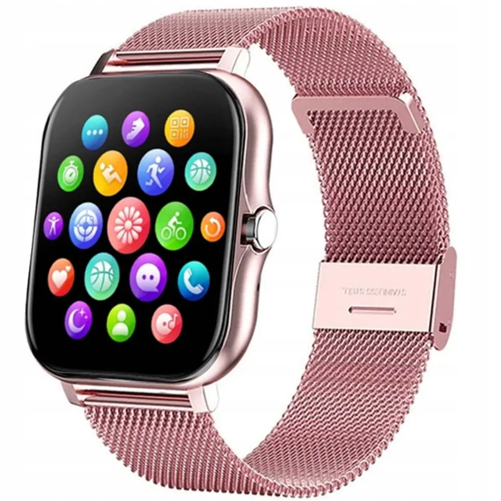 FitPro Android iOS Smartwatch med 2 armband, bluetooth och hälso-funktioner Rosa