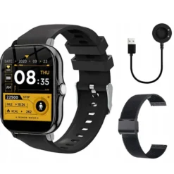 FitPro Bluetooth Smartwatch med 2st Armband - Puls, Blodtryck, Sömn och Rörelse Svart
