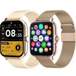 FitPro Smart Klocka med 2 Armband - Mäter Puls, Blodtryck, Sömn och Rörelse - Guld