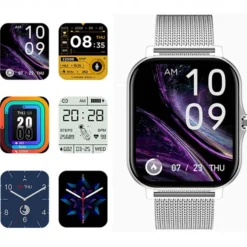FitPro Smartwatch med 2st Armband - Mäter Puls, Blodtryck, Sömn och Rörelse Silver