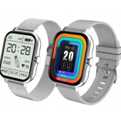 FitPro Smartwatch med 2st Armband - Mäter Puls, Blodtryck, Sömn och Rörelse Silver