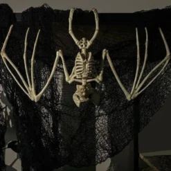 Fladdermus-skelett Halloween-dekoration beige 28 cm med rörliga delar