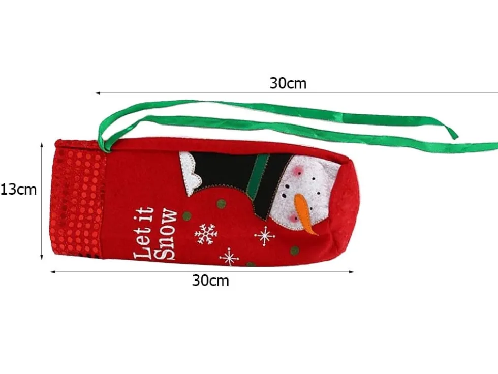 Flasköverdrag julmotiv snögubbe röd 30x13 cm universell storlek