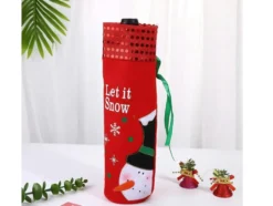 Flasköverdrag julmotiv snögubbe röd 30x13 cm universell storlek