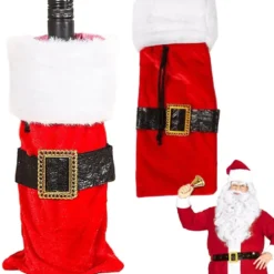 Flasköverdrag julmotiv tomtedräkt röd 40x14 cm