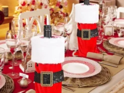 Flasköverdrag julmotiv tomtedräkt röd 40x14 cm