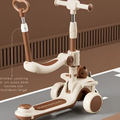 FlexiRide Brun 3i1 - Sparkcykel, Balanscykel och Styrbar cykel