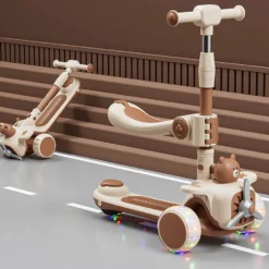 FlexiRide Brun 3i1 - Sparkcykel, Balanscykel och Styrbar cykel
