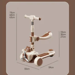 FlexiRide Brun 3i1 - Sparkcykel, Balanscykel och Styrbar cykel
