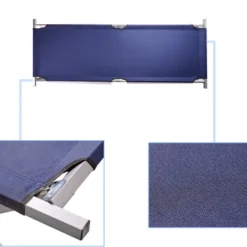 Fällbar campingbädd 190,5x70,5 cm stålram 150 kg mörkblå med väska