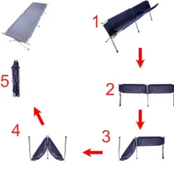 Fällbar campingbädd 190,5x70,5 cm stålram 150 kg mörkblå med väska