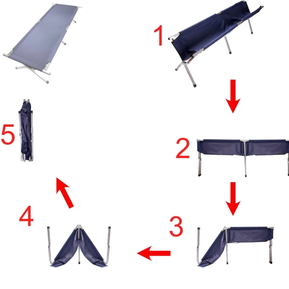 Fällbar campingbädd 190,5x70,5 cm stålram 150 kg mörkblå med väska