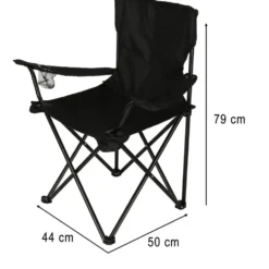 Fällbar campingstol svart Oxford 600D med transportväska 95 kg