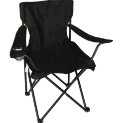 Fällbar campingstol svart Oxford 600D med transportväska 95 kg