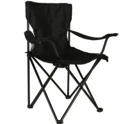 Fällbar campingstol svart Oxford 600D med transportväska 95 kg