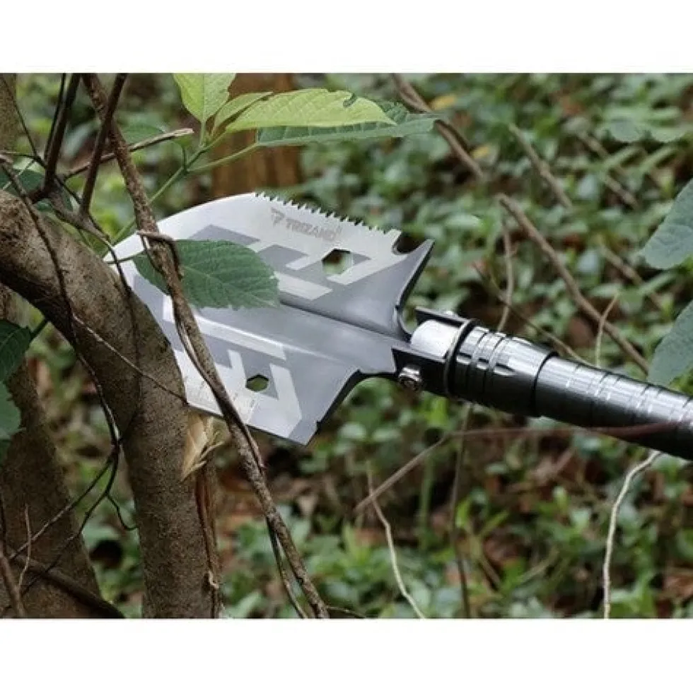 Fällbar multiverktygsspade 16-i-1 med 2 nylonfodral, aluminium/rostfritt