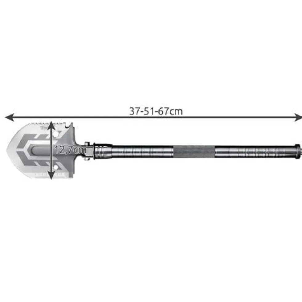Fällbar multiverktygsspade 16-i-1 med 2 nylonfodral, aluminium/rostfritt