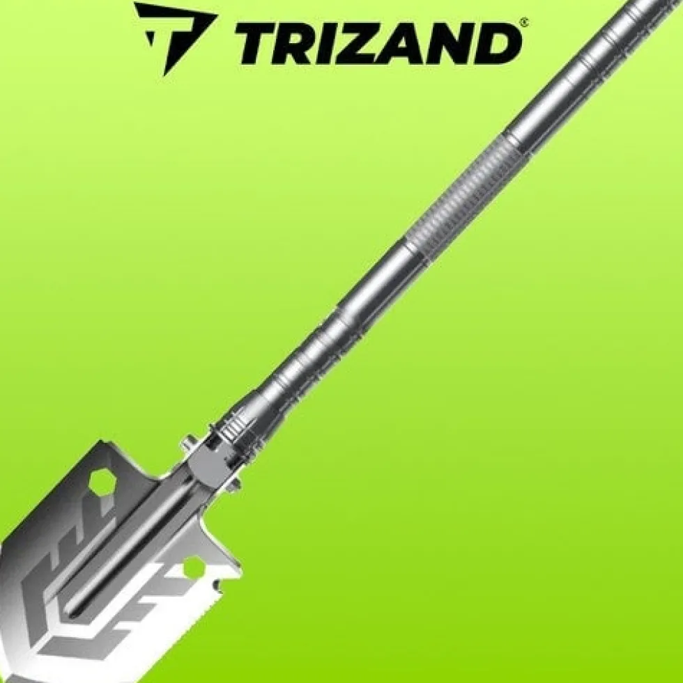 Fällbar multiverktygsspade 16-i-1 med 2 nylonfodral, aluminium/rostfritt
