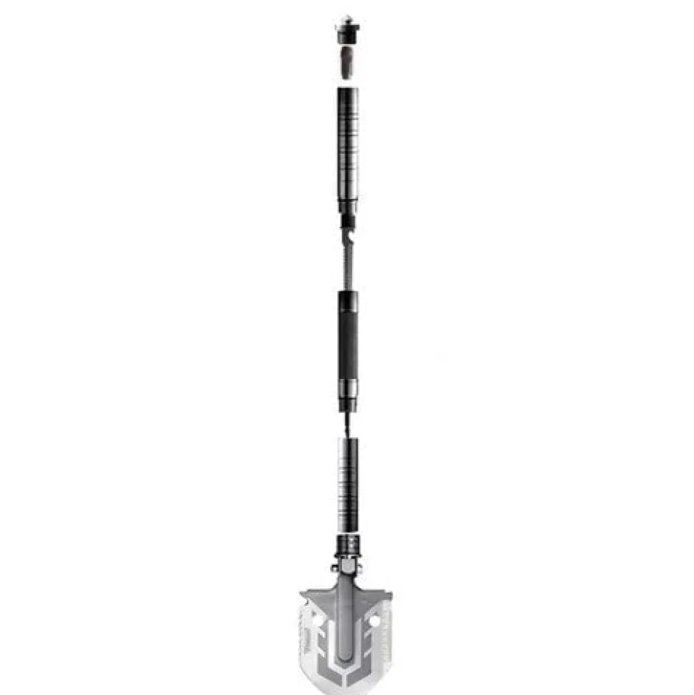 Fällbar multiverktygsspade 16-i-1 med 2 nylonfodral, aluminium/rostfritt