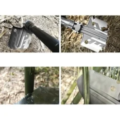 Fällbar multiverktygsspade 16-i-1 med 2 nylonfodral, aluminium/rostfritt