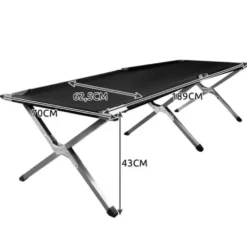 Fällsäng camping 189x70 cm 110 kg med transportväska svart