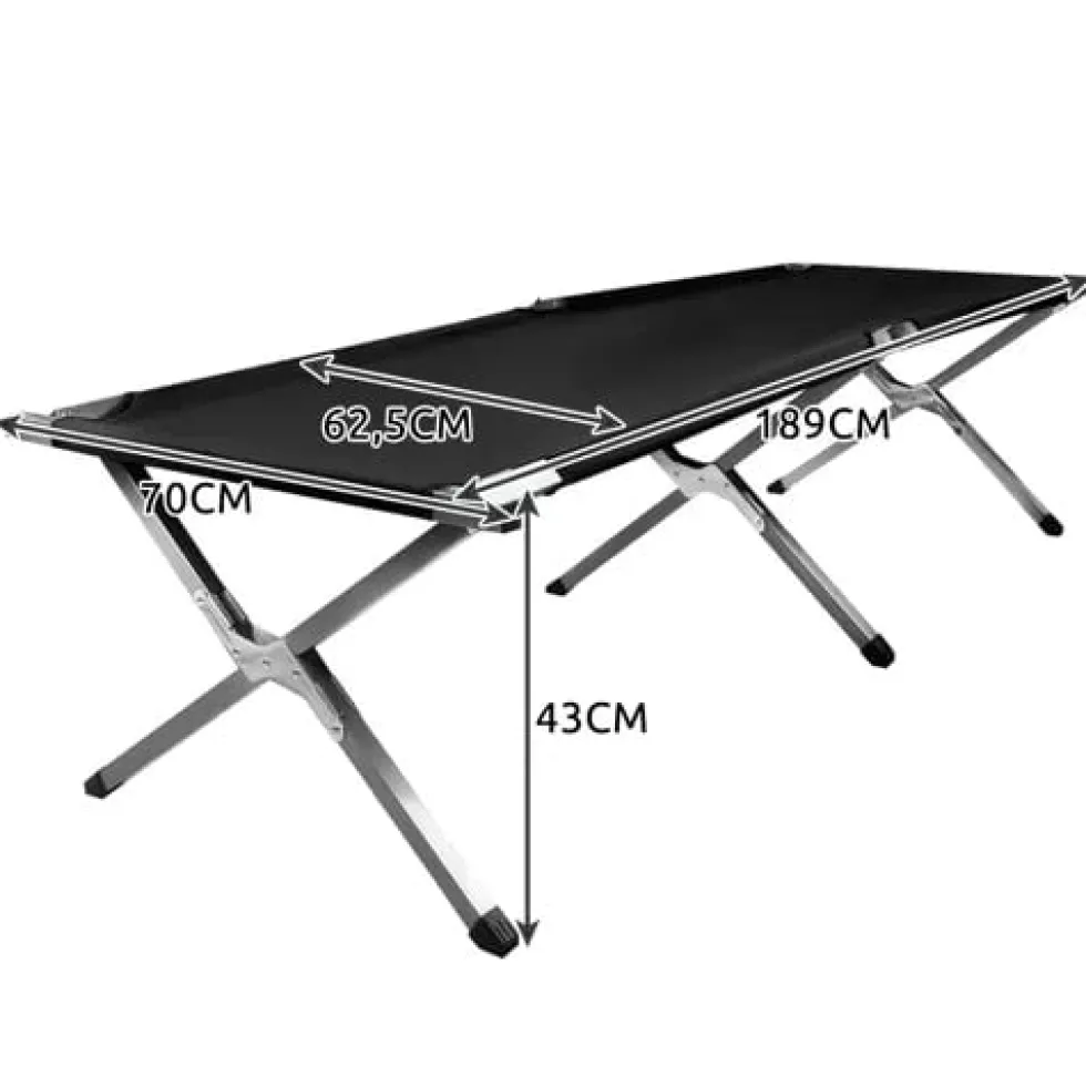 Fällsäng camping 189x70 cm 110 kg med transportväska svart