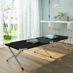 Fällsäng camping 189x70 cm 110 kg med transportväska svart