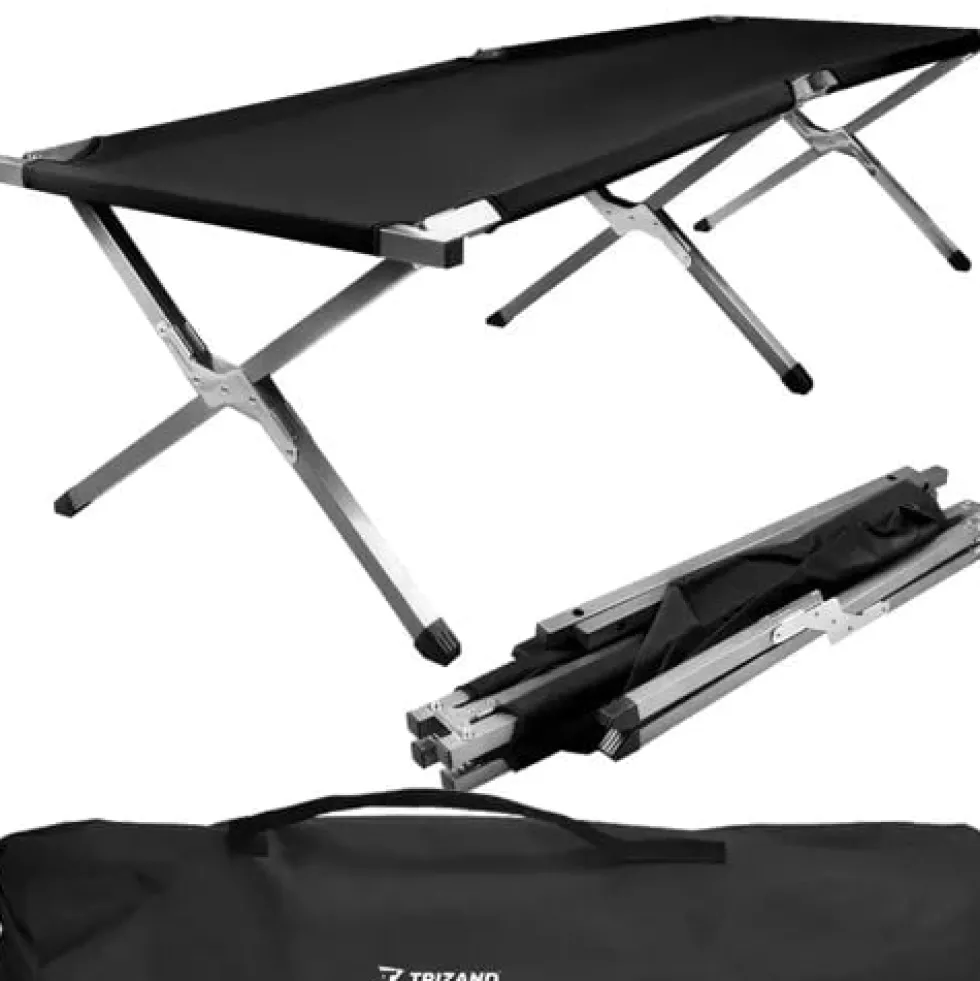 Fällsäng camping 189x70 cm 110 kg med transportväska svart