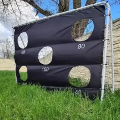 Fotbollsmål i stål 240x170 cm med nät och måltavla, vit/svart