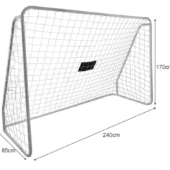 Fotbollsmål i stål 240x170 cm med nät och måltavla, vit/svart