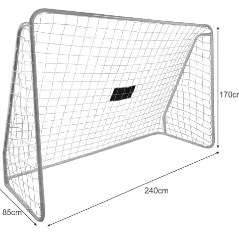 Fotbollsmål i stål 240x170 cm med nät och måltavla, vit/svart