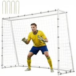 Fotbollsmål med nät 244 x 184 cm – dubbel sida för träning av passning & skott träna VM 2026