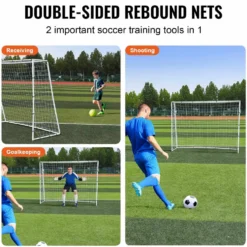 Fotbollsmål med nät 244 x 184 cm – dubbel sida för träning av passning & skott träna VM 2026