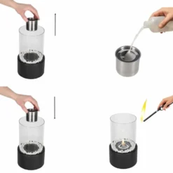 Fristående biokamin biofuel matt svart 27,5 cm med skyddsglas