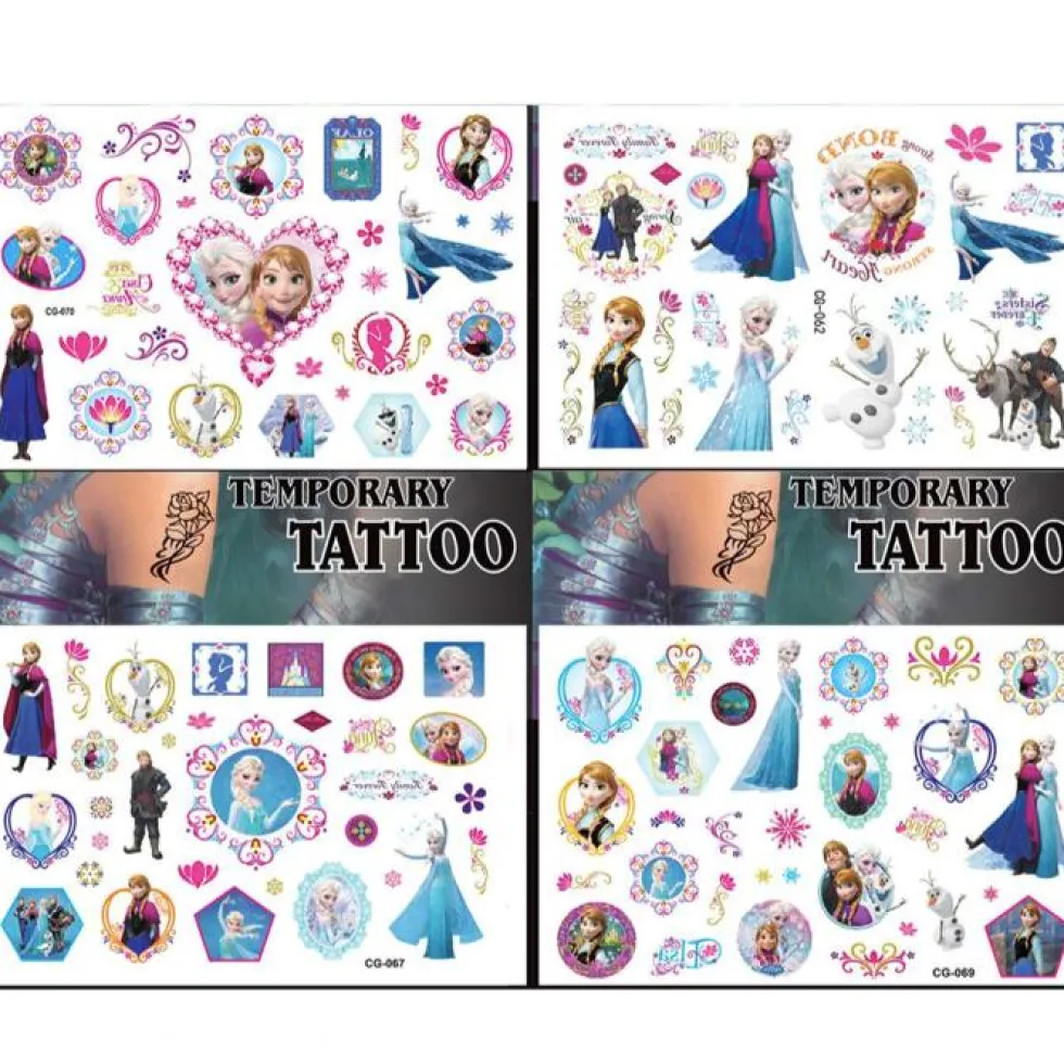 Frozen tatueringar - 4 ark - Barn tatueringar