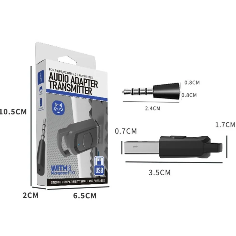 För Sony PS5 PS4 PC hörlurar Bluetooth USB 3,5 mm ljudsändare trådlös mottagare