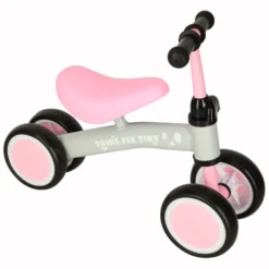 Fyrhjulig löparcykel barn 2+ rosa justerbart styre max 30 kg