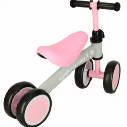 Fyrhjulig löparcykel barn 2+ rosa justerbart styre max 30 kg