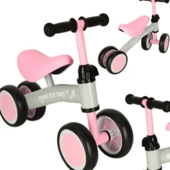 Fyrhjulig löparcykel barn 2+ rosa justerbart styre max 30 kg