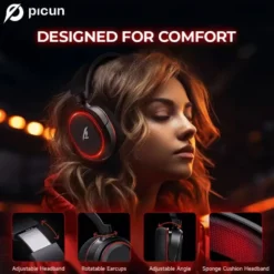 Gaming hörlurar med mic Picun G2 - Trådlösa upp till 75h kompatibel med PS5 Slim